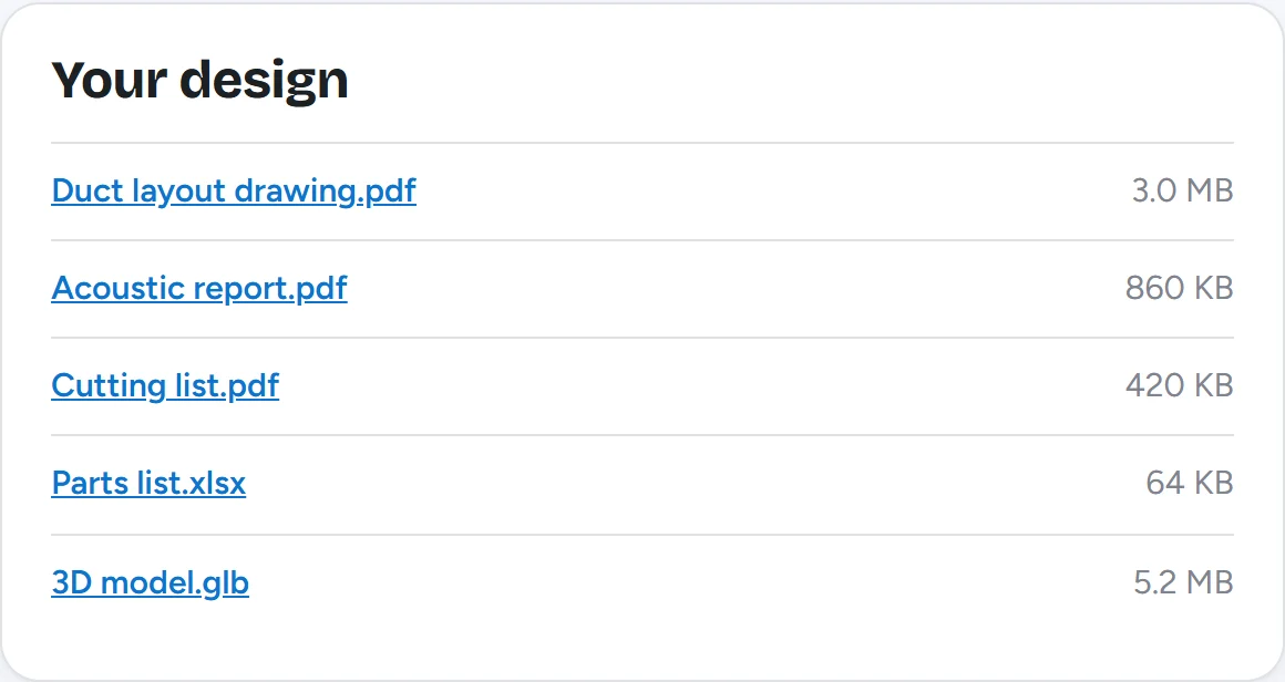 Example: the "Download your design" step in a MyMVHR account.